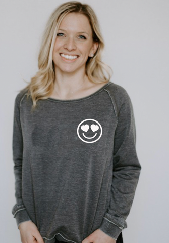 Heart Smiley Womens Long Sleeve